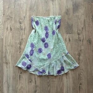 Vintage Y2K floral asymmetrical ruffle‎ fairy whimsigoth midi skirt M